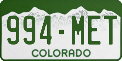 CO license plate 994MET