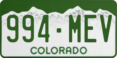 CO license plate 994MEV
