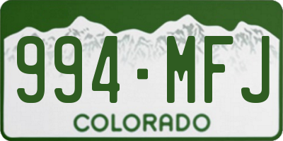 CO license plate 994MFJ