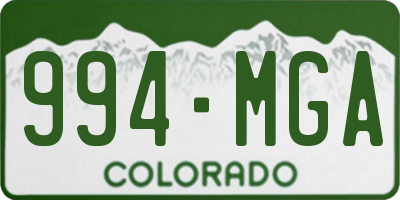 CO license plate 994MGA
