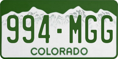 CO license plate 994MGG