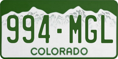 CO license plate 994MGL