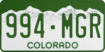 CO license plate 994MGR