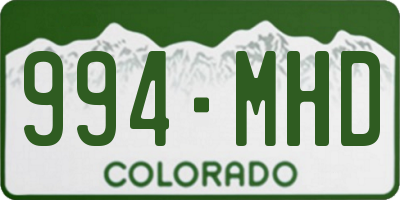 CO license plate 994MHD