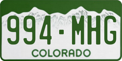 CO license plate 994MHG