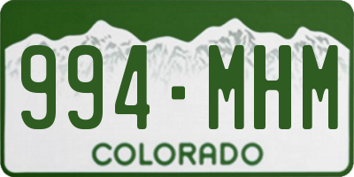 CO license plate 994MHM