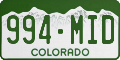 CO license plate 994MID