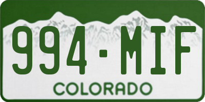 CO license plate 994MIF