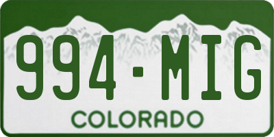 CO license plate 994MIG
