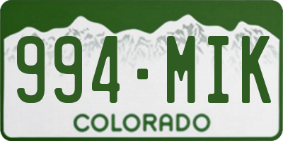 CO license plate 994MIK