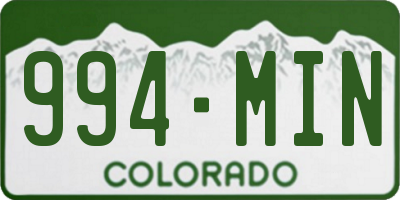 CO license plate 994MIN