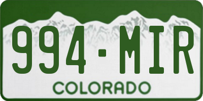 CO license plate 994MIR
