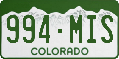 CO license plate 994MIS