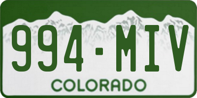 CO license plate 994MIV