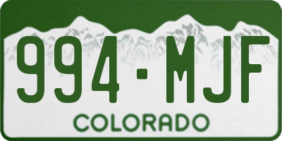 CO license plate 994MJF