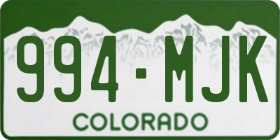 CO license plate 994MJK