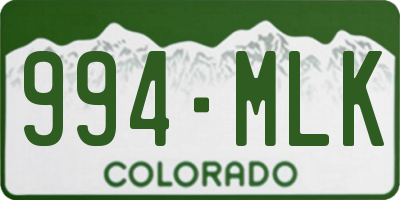CO license plate 994MLK