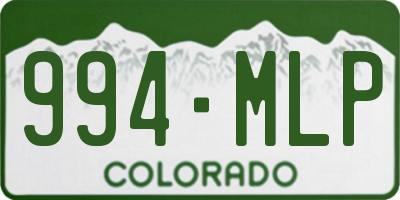 CO license plate 994MLP
