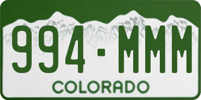 CO license plate 994MMM