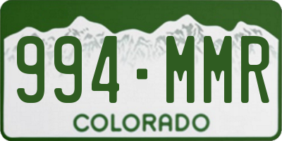 CO license plate 994MMR