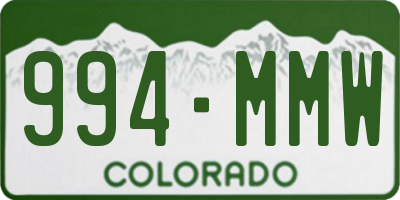 CO license plate 994MMW