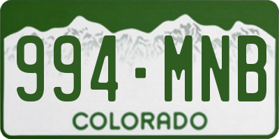 CO license plate 994MNB
