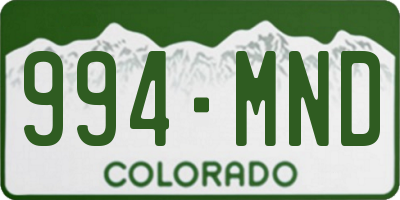 CO license plate 994MND
