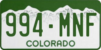 CO license plate 994MNF