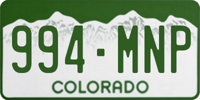 CO license plate 994MNP