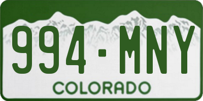 CO license plate 994MNY