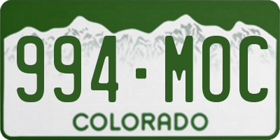 CO license plate 994MOC