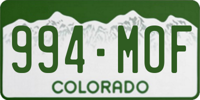 CO license plate 994MOF