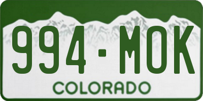 CO license plate 994MOK