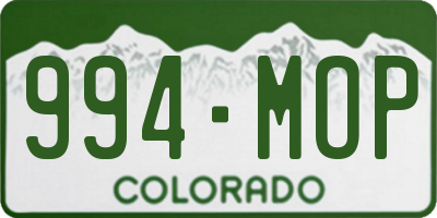 CO license plate 994MOP