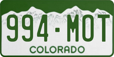 CO license plate 994MOT