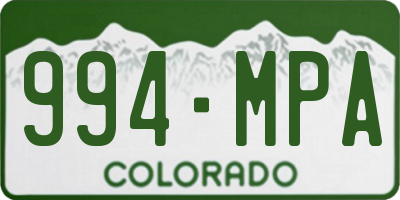 CO license plate 994MPA