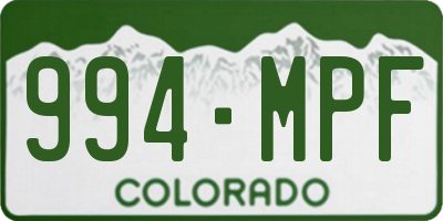 CO license plate 994MPF