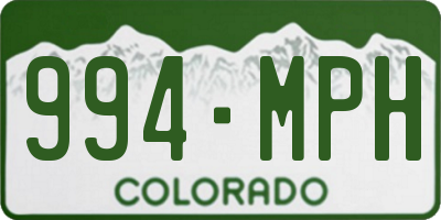 CO license plate 994MPH