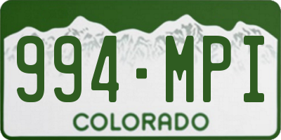 CO license plate 994MPI