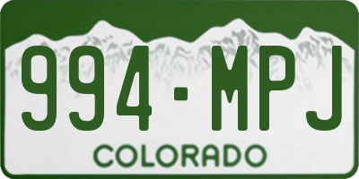 CO license plate 994MPJ