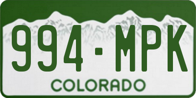 CO license plate 994MPK