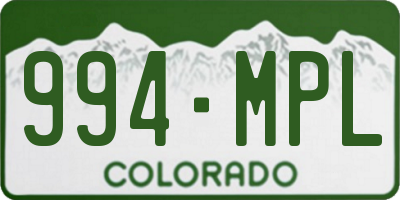 CO license plate 994MPL