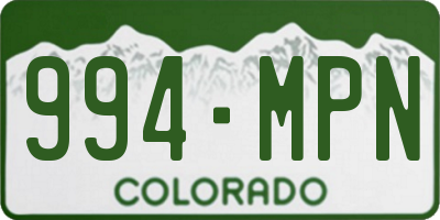 CO license plate 994MPN