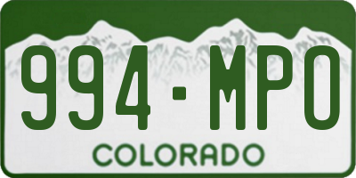 CO license plate 994MPO