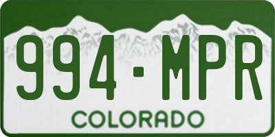 CO license plate 994MPR
