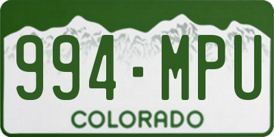CO license plate 994MPU