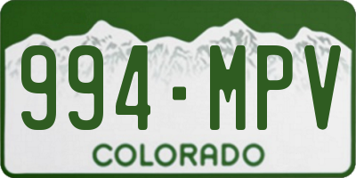 CO license plate 994MPV