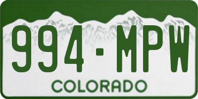 CO license plate 994MPW