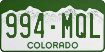 CO license plate 994MQL
