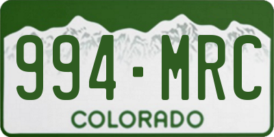 CO license plate 994MRC